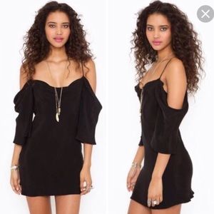 Nastygal Black Cold Shoulder Cocktail Dress